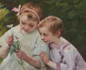 Fleurs Pour Maman by Henry Jules Jean Geoffroy Oil Painting