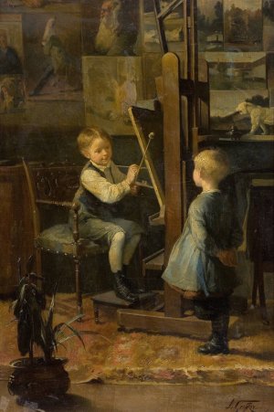In the Artist's Studio by Henry Jules Jean Geoffroy Oil Painting