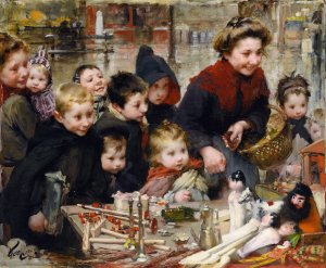 La Joie Des Petits by Henry Jules Jean Geoffroy Oil Painting