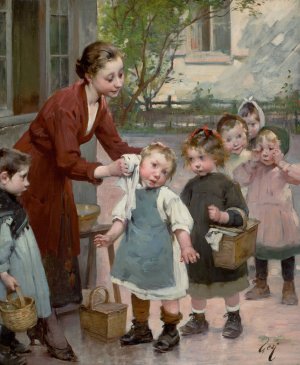 The Teacher's Touch by Henry Jules Jean Geoffroy Oil Painting