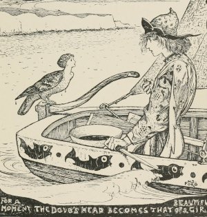 For a moment the Dove's Head becomes that of a beautiful Girl by Henry Justice Ford Oil Painting
