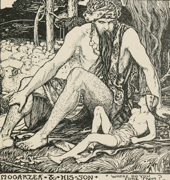 Mogarzea and his Son; Where do you come from  by Henry Justice Ford - Hand-Painted Oil Painting Reproduction