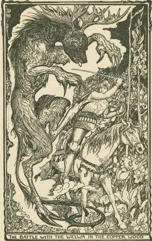 The battle with the Welwa in the Copper Wood by Henry Justice Ford Oil Painting