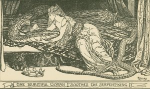 The beautiful Woman soothes the Serpent King by Henry Justice Ford Oil Painting