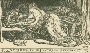 The beautiful Woman soothes the Serpent King by Henry Justice Ford Oil Painting
