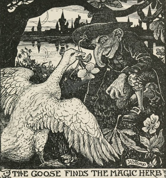The Goose fnds the Magic Herb  by Henry Justice Ford - Hand-Painted Oil Painting Reproduction
