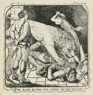 The Lion and the Fox come to the Rescue by Henry Justice Ford Oil Painting