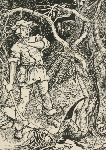 The Woodcutter in the Tontlawald  by Henry Justice Ford - Hand-Painted Oil Painting Reproduction