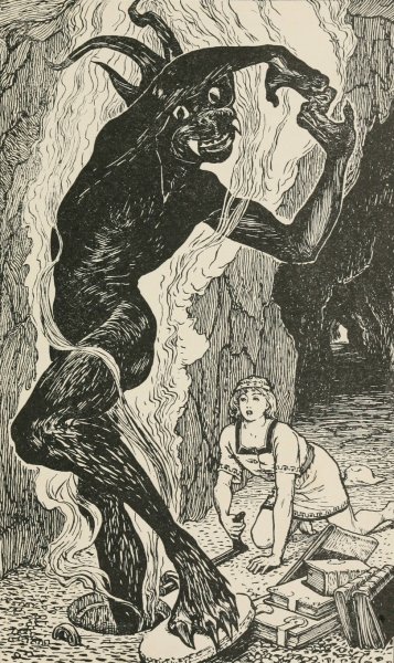 Virgilius and the Evii Spirit  by Henry Justice Ford - Hand-Painted Oil Painting Reproduction