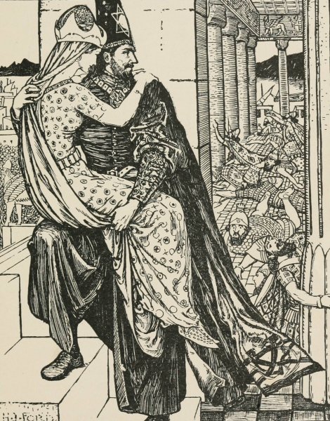 Virgilius the Sorcerer carries away the Princess of Babylon  by Henry Justice Ford - Hand-Painted Oil Painting Reproduction