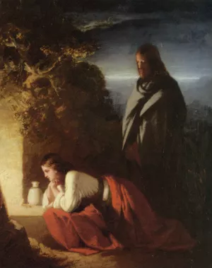 Mary Magdalene at the Sepulchre by Henry Lejeune - Oil Painting Reproduction