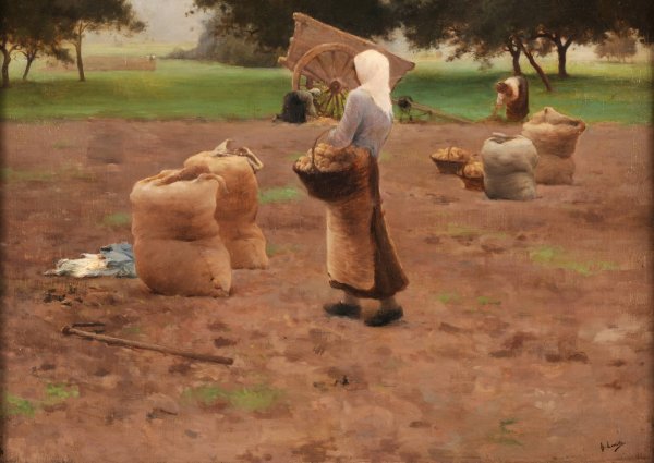 La recolte des pommes de terre  by Henry Lerolle - Hand-Painted Oil Painting Reproduction
