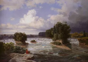 St. Anthony Falls as It Appeared in 1848 by Henry Lewis Oil Painting