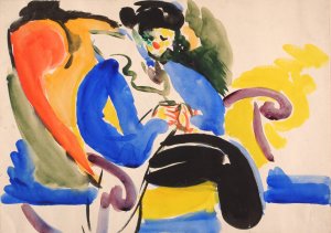 Calligraphic #2 Woman on Chair by Henry Lyman Sayen Oil Painting