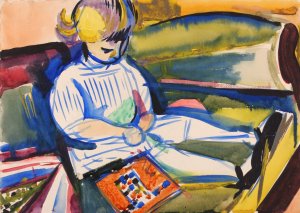 Child on Sofa by Henry Lyman Sayen Oil Painting