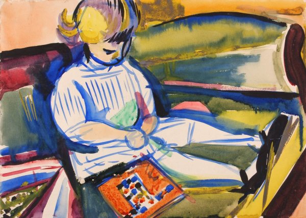 Child on Sofa  by Henry Lyman Sayen - Hand-Painted Oil Painting Reproduction