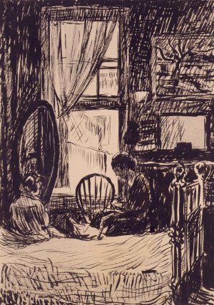 Figures before Window by Henry Lyman Sayen Oil Painting