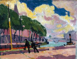 On The Banks Of The Seine by Henry Lyman Sayen Oil Painting