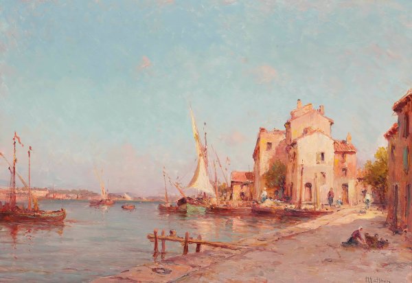 Main Product Photo of A quay on the French riviera Painting by Henry Malfroy