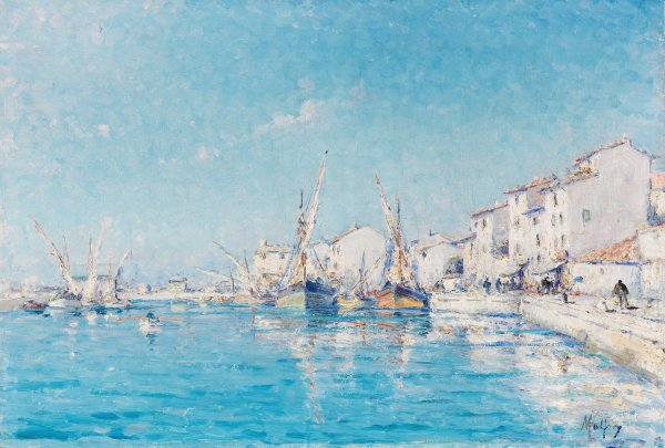 The southern French fishing port of Martigues  by Henry Malfroy - Hand-Painted Oil Painting Reproduction