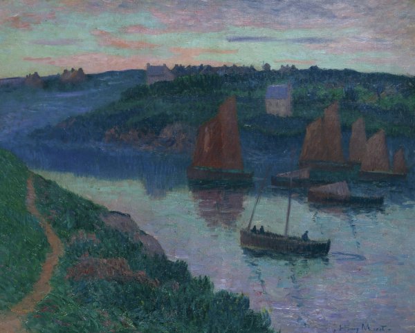 Bateaux De Peche En Bretagne  by Henry Moret - Hand-Painted Oil Painting Reproduction