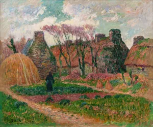 Chaumieres en Bretagne, couleurs d'automne Oil painting by Henry Moret