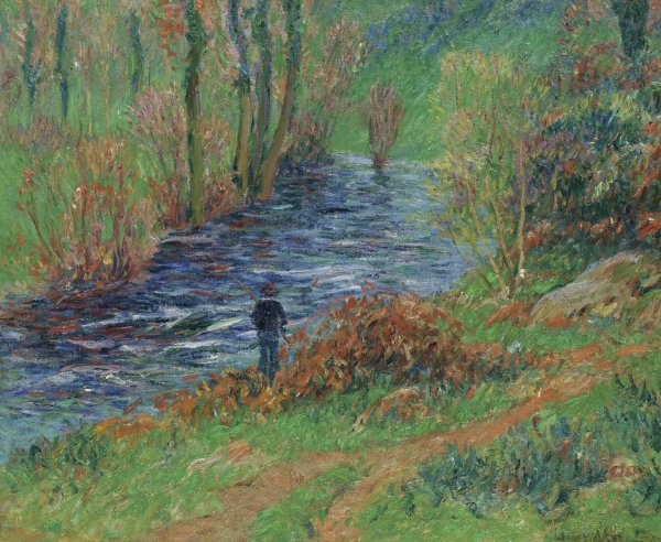 Main Product Photo of Pecheur Au Bord De La Riviere  Painting by Henry Moret