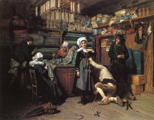 Main Product Photo of Buying the Wedding Trousseau Painting by Henry Mosler
