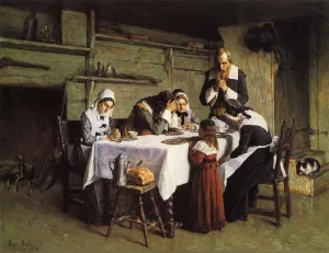 Pilgrims' Grace painting by Henry Mosler
