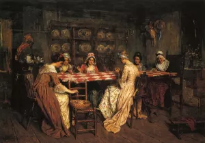 Quilting Bee by Henry Mosler - Oil Painting Reproduction