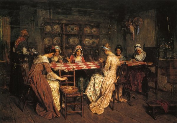 Main Product Photo of Quilting Bee Painting by Henry Mosler