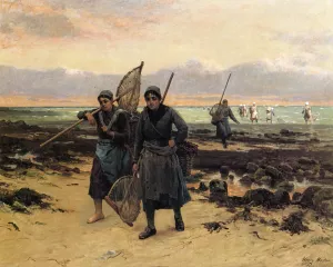 Return of the Shrimp Fishers by Henry Mosler Oil Painting