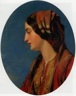 Head of an Eastern Beauty by Henry Nelson O'Neil - Oil Painting Reproduction