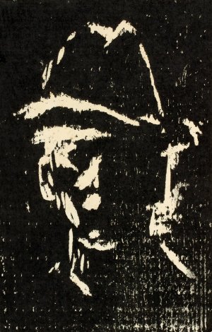Mandsportraet med hat by Henry Nielsen Oil Painting