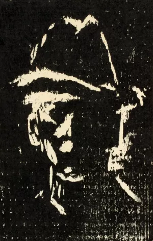Mandsportraet med hat by Henry Nielsen Oil Painting