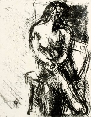 Siddende kvindelig model by Henry Nielsen Oil Painting