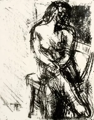 Siddende kvindelig model by Henry Nielsen Oil Painting