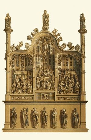 A portable altar in carved oak by Henry Noel Humphreys Oil Painting
