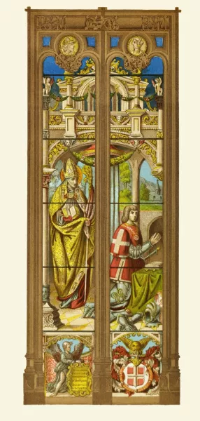 Painted glass window at Brou by Henry Noel Humphreys Oil Painting