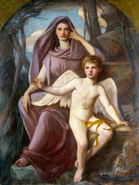 Eros Et Musa  by Henry Oliver Walker - Hand-Painted Oil Painting Reproduction