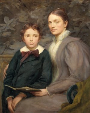 Mrs. William T. Evans and Her Son by Henry Oliver Walker Oil Painting
