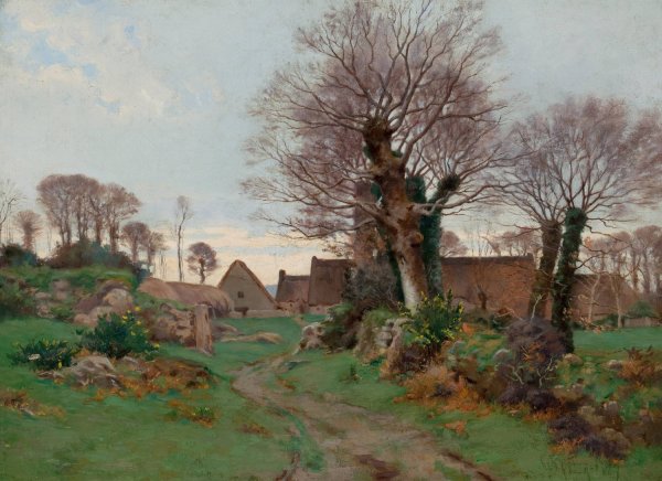 Road to a Breton Village  by Henry Orne Ryder - Hand-Painted Oil Painting Reproduction
