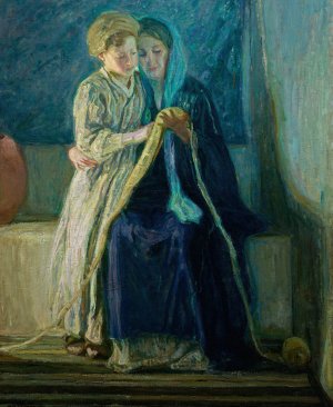 Christ and His Mother Studying the Scriptures by Henry Ossawa Tanner Oil Painting
