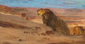 Lions in the Desert by Henry Ossawa Tanner Oil Painting