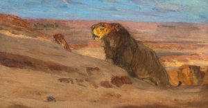 Lions in the Desert by Henry Ossawa Tanner Oil Painting
