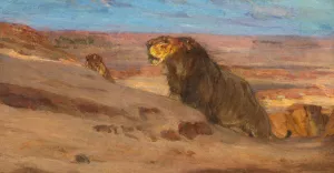 Lions in the Desert by Henry Ossawa Tanner Oil Painting