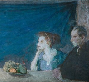 Portrait of Mr. and Mrs. Atherton Curtis with Still Life by Henry Ossawa Tanner Oil Painting
