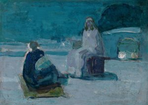 Study for Christ and Nicodemus on a Rooftop by Henry Ossawa Tanner Oil Painting