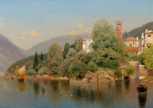 Villa, Lake Como by Henry Pember Smith Oil Painting