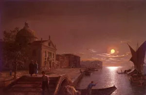 Moonlight In Venice by Henry Pether Oil Painting